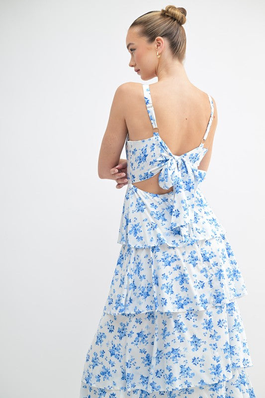 Floral Tie-Back Tiered Maxi Dress