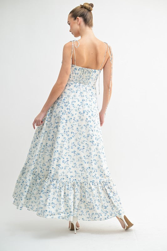 Floral Tie-Strap Maxi Dress