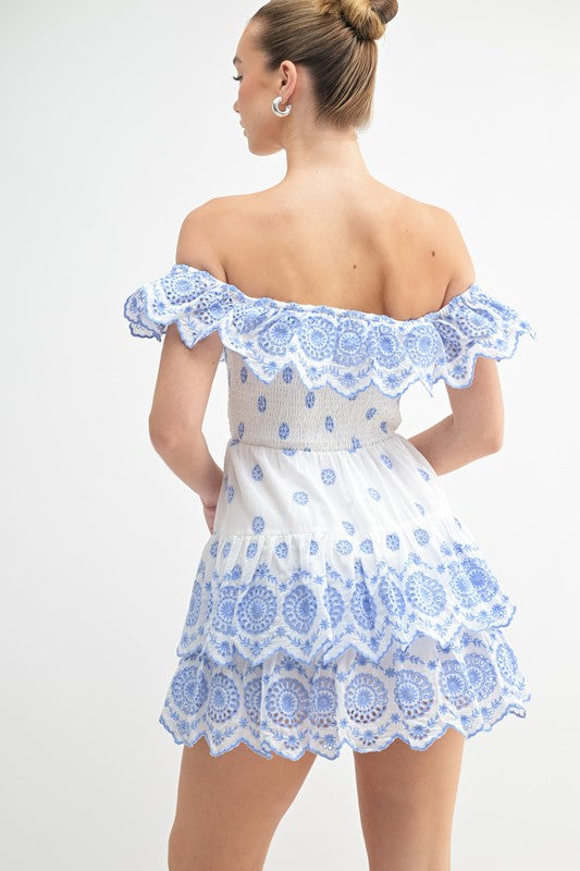 Embroidered Off-Shoulder Mini Dress