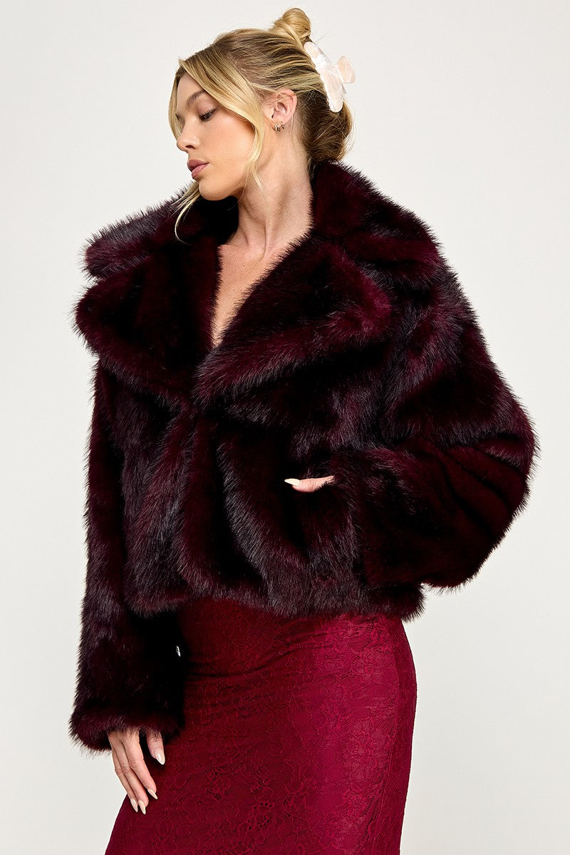 Wine Fur Coat
