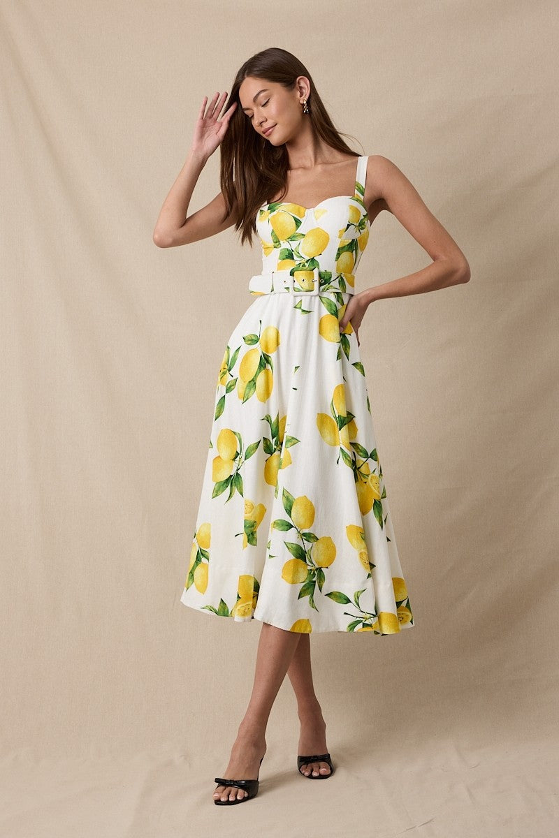 Lemon Belt Long Dress