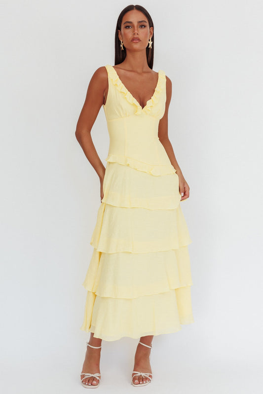 Ruffle Design Tiered Maxi Dress