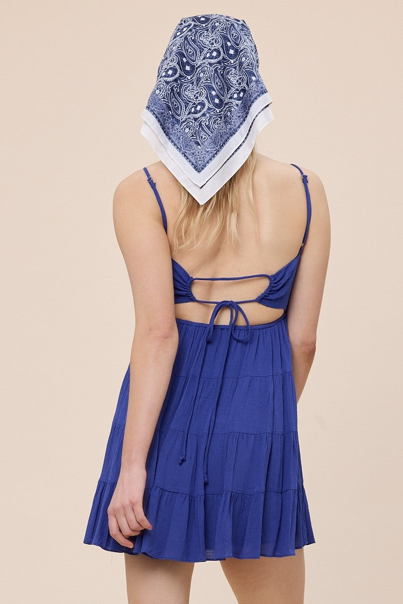 Blue Simple Mini Dress