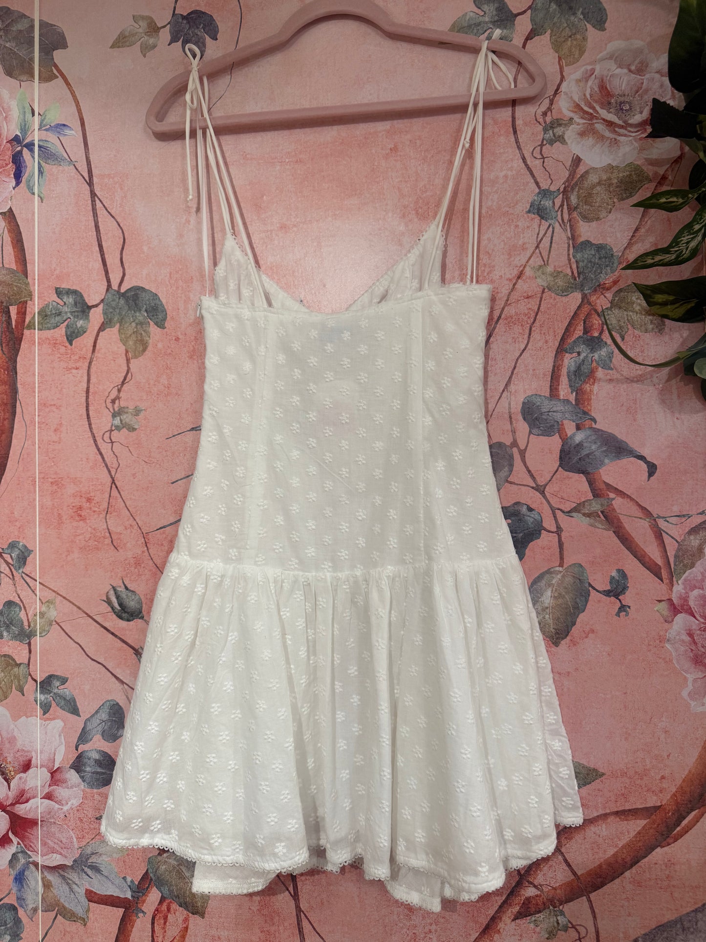 White Floral Square Mini Dress