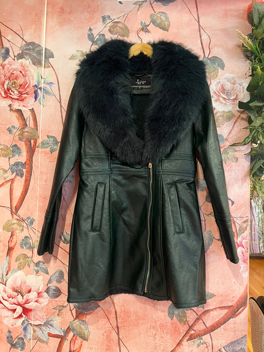 Shearling Vegan Leather Coat