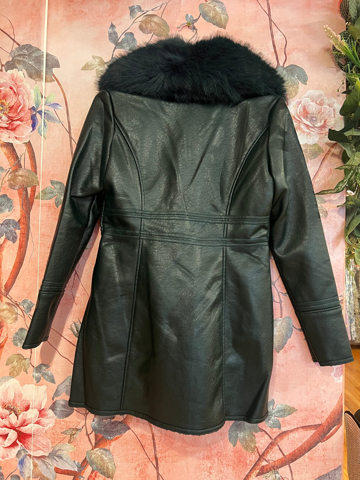 Shearling Vegan Leather Coat