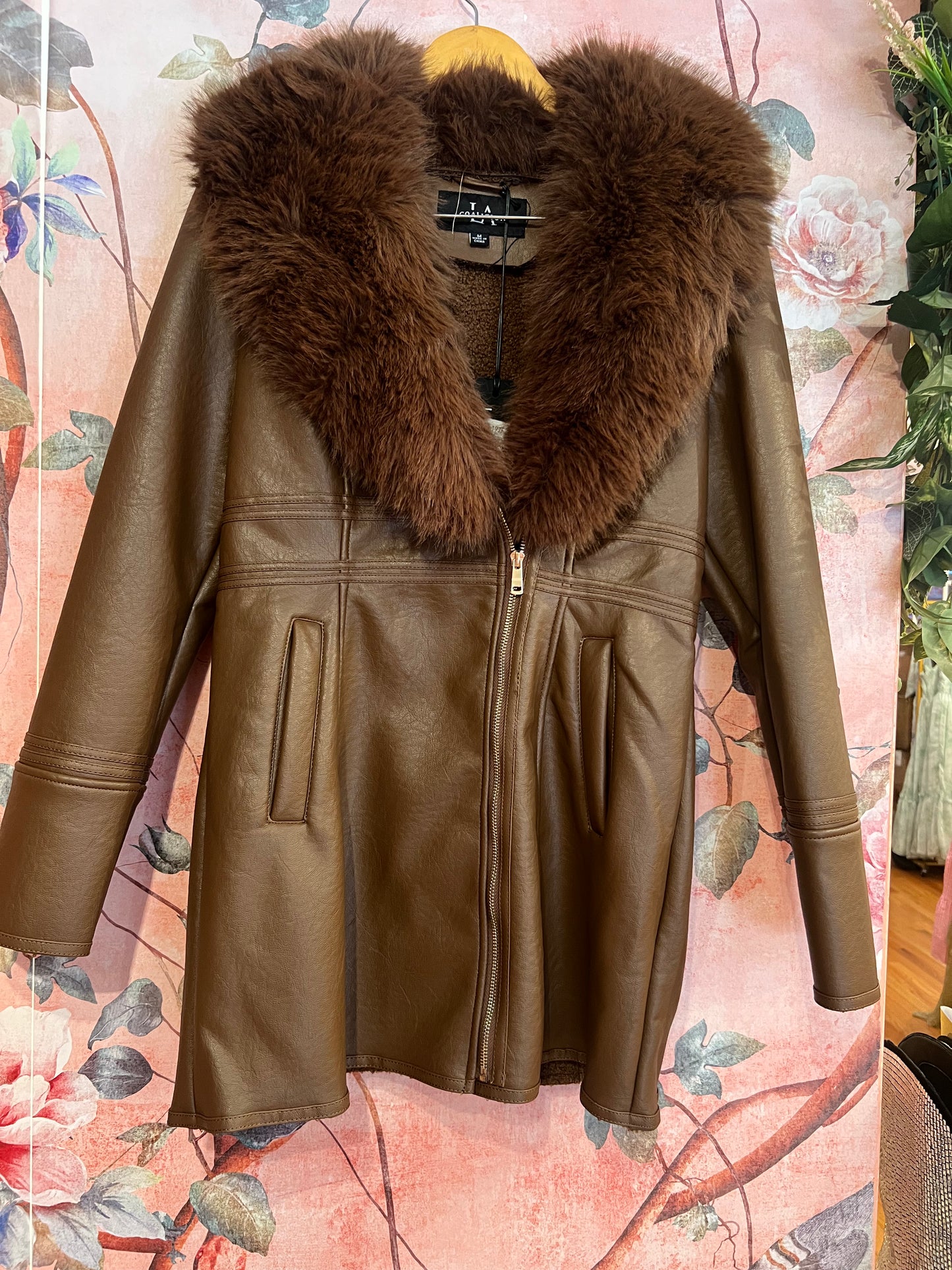 Shearling Vegan Leather Coat