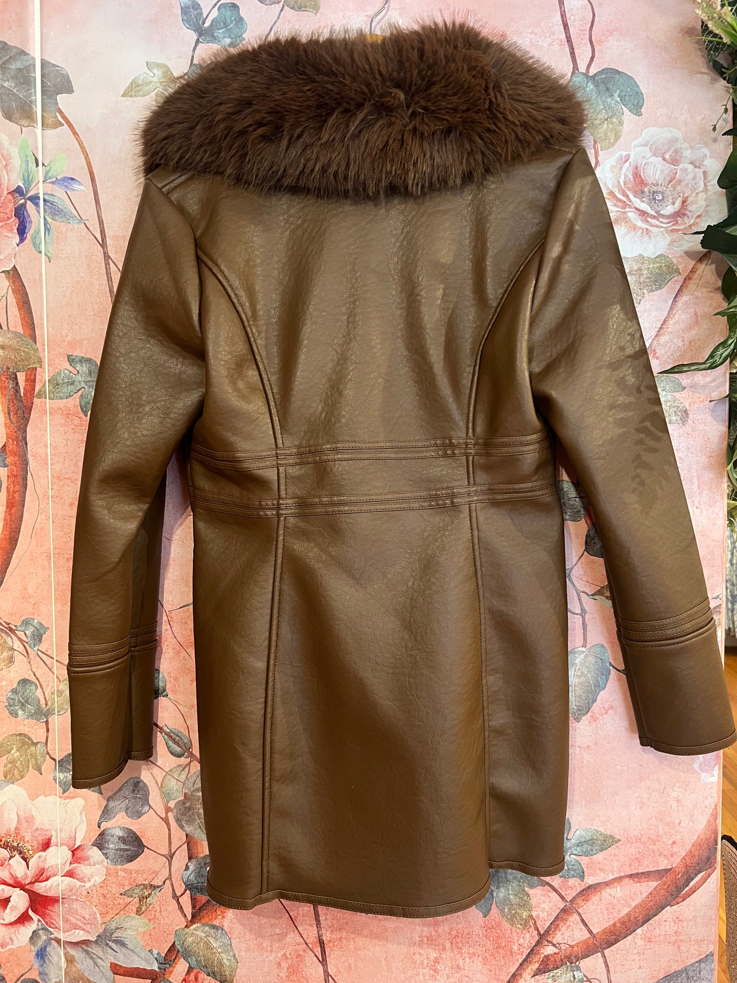 Shearling Vegan Leather Coat