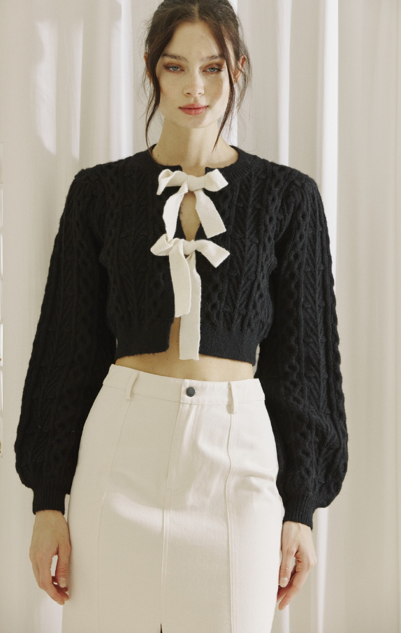 Monochromatic Cable Knit Cardigan