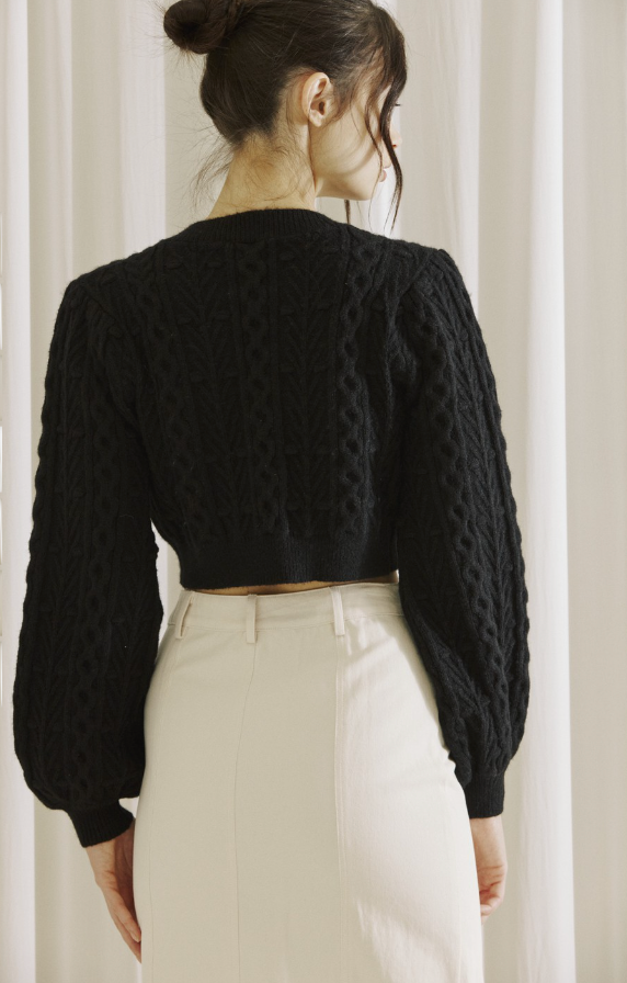 Monochromatic Cable Knit Cardigan