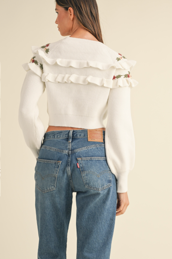 Ruffle Detail Knit Sweater