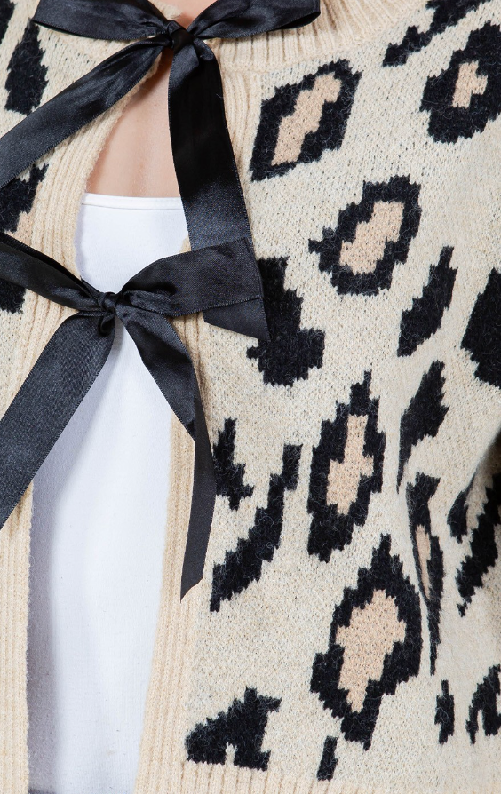 Leopard bow Cardigan