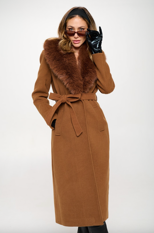 Coat with Removable Faux Fur