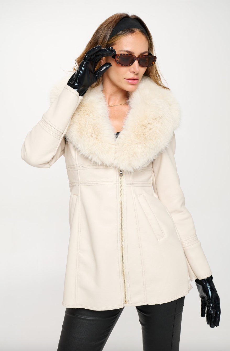 Vegan Leather Dress Coat