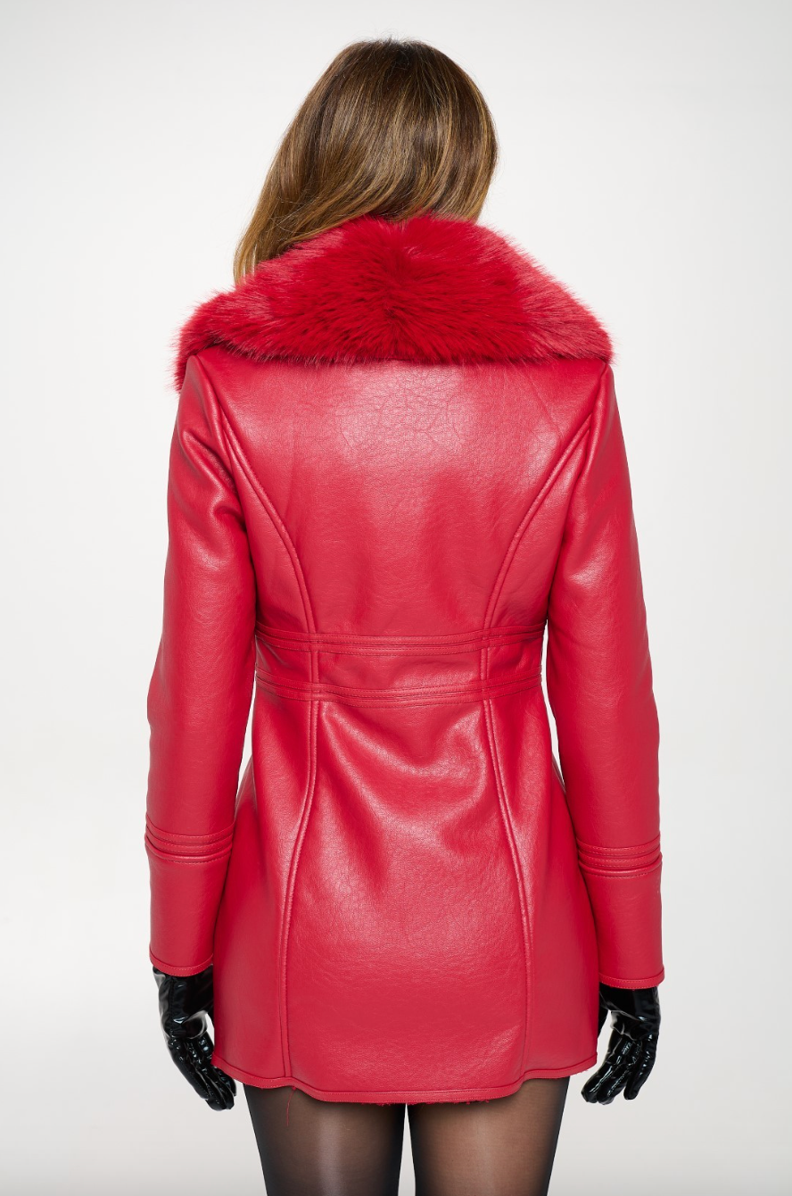 Vegan Leather Dress Coat