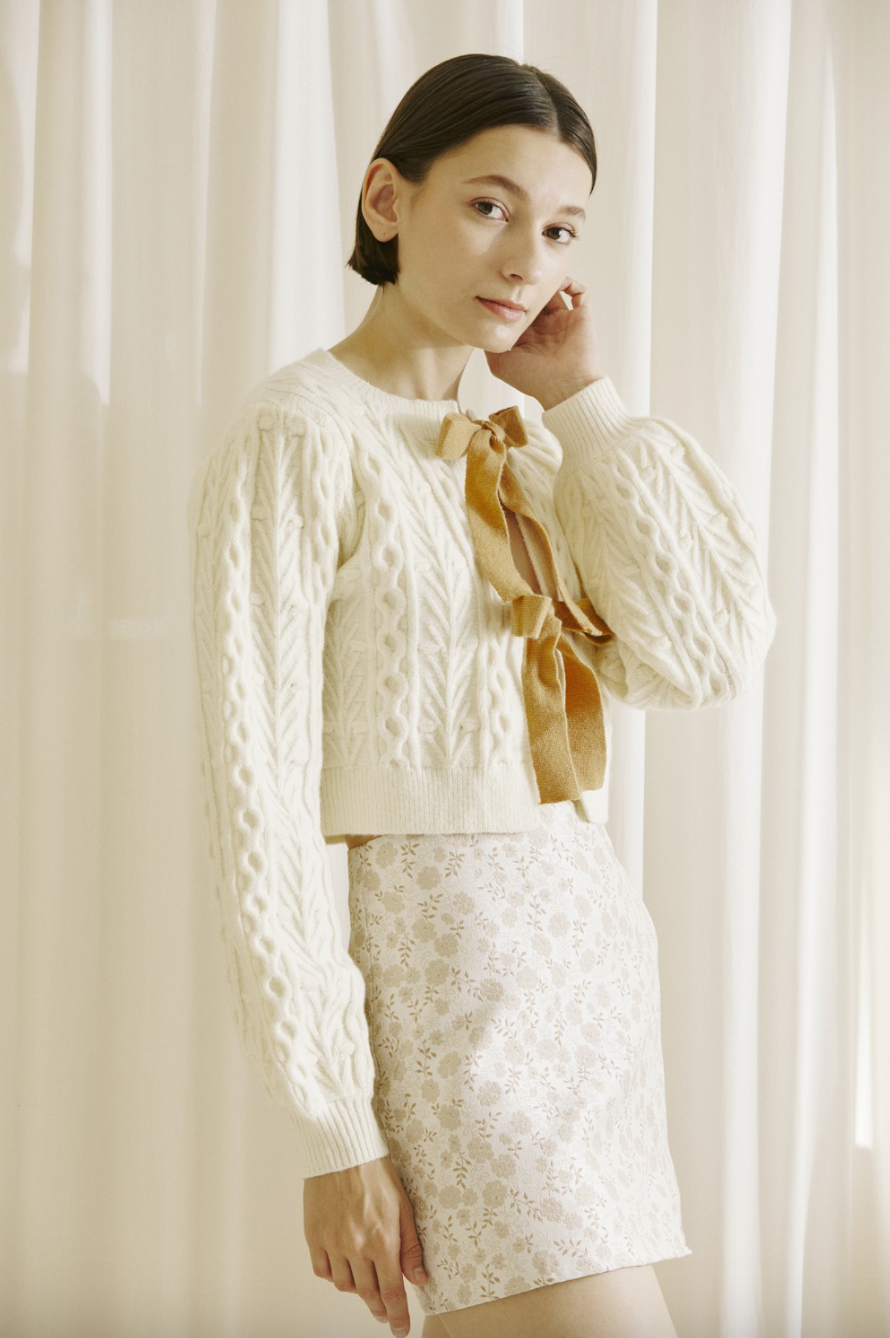 Monochromatic Cable Knit Cardigan