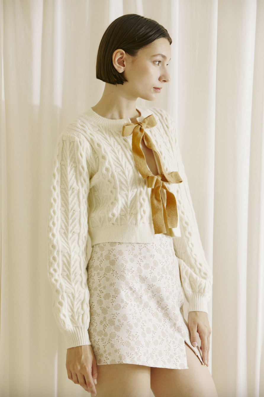 Monochromatic Cable Knit Cardigan