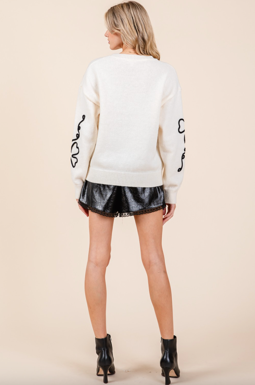 Floral Embroided Knit Sweater