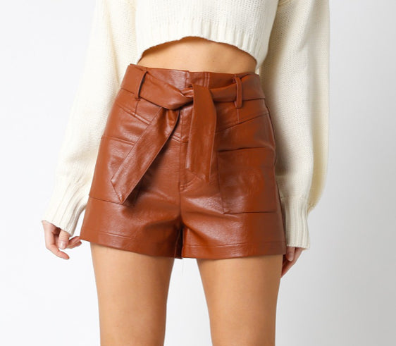 Brown Leather Short
