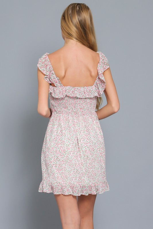 Pink Ruffle Mini Dress