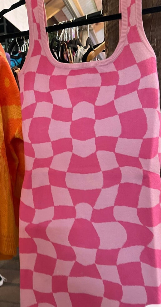 Checkerboard Sweater Dress