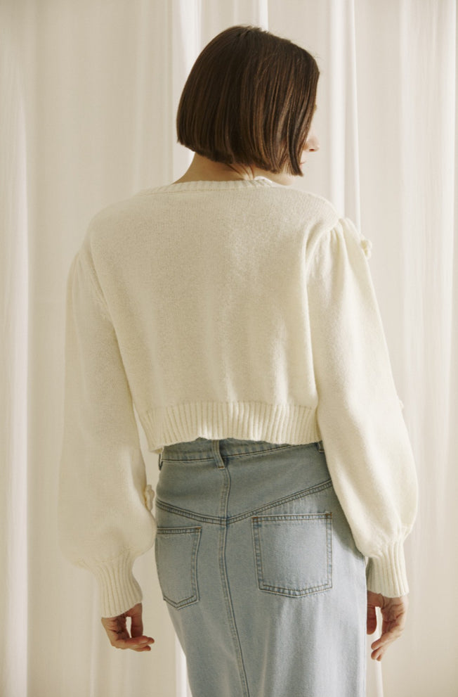 Beige Floral Sweater