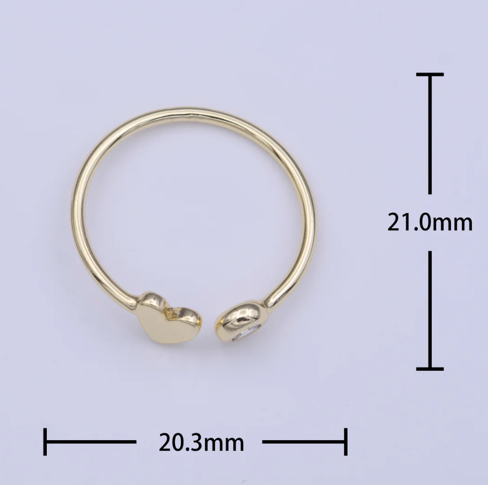 Gold Heart with Crystal Ring