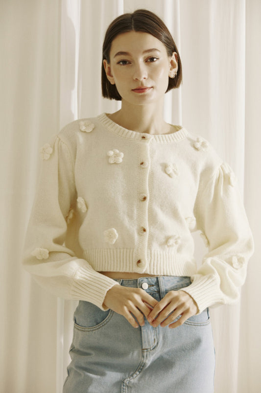 Beige Floral Sweater