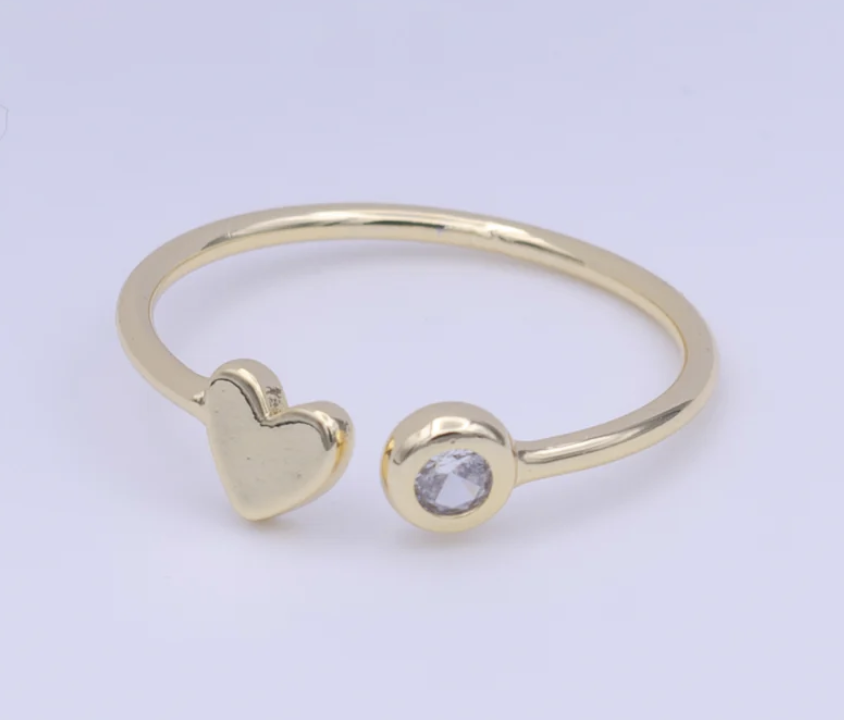 Gold Heart with Crystal Ring