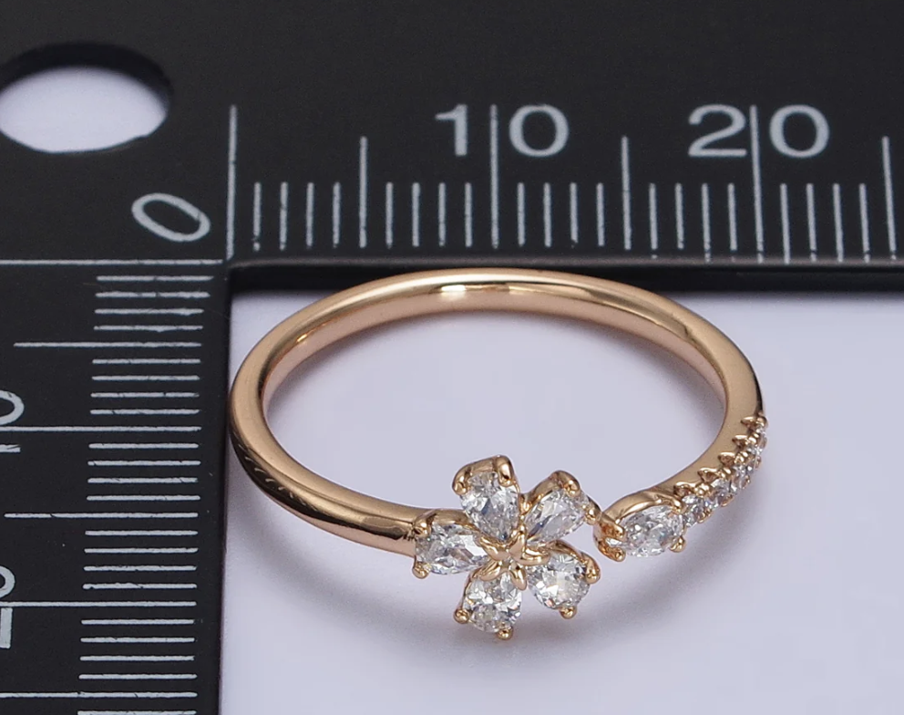 Flower Tear Drop Gold Pink