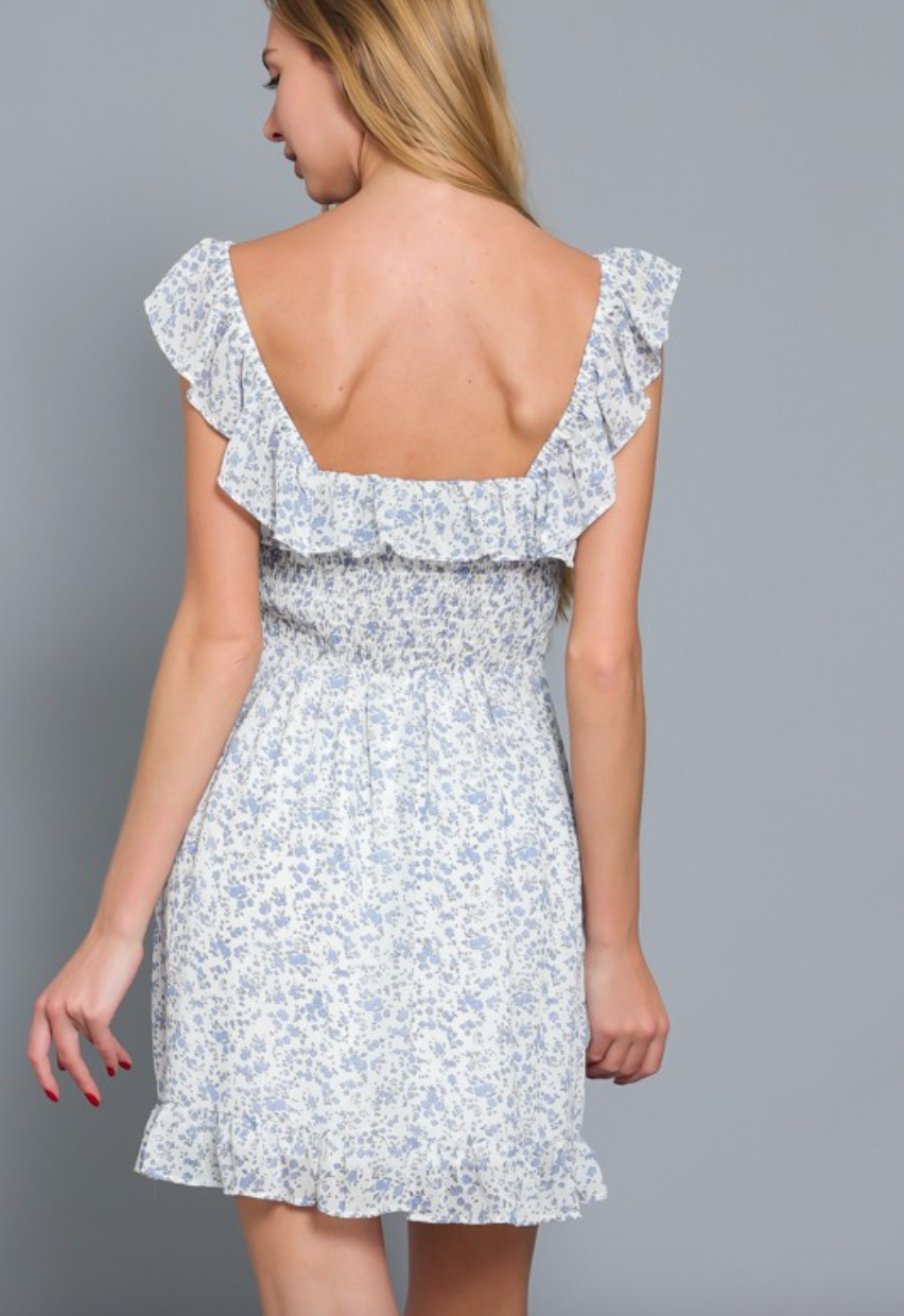 Ruffle Shoulder Mini Dress