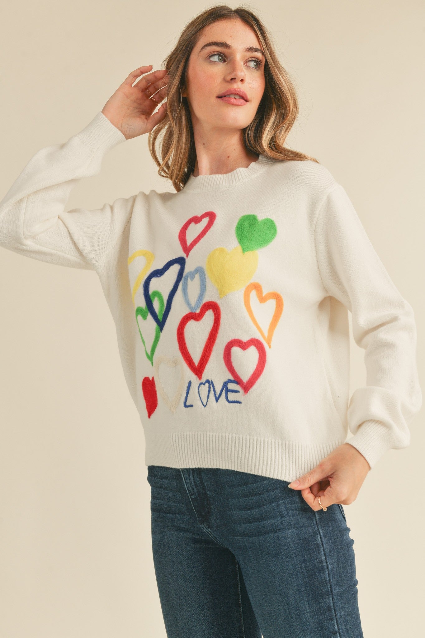 Heart Embroidered Sweater