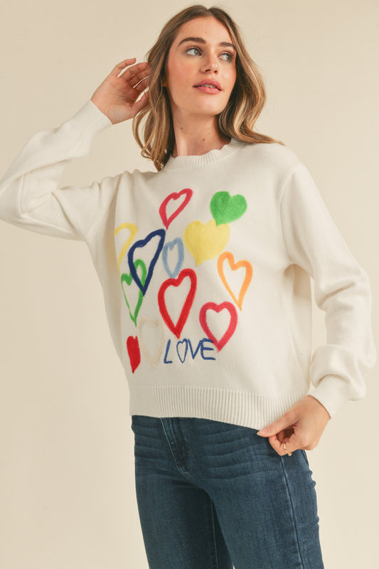 Heart Embroidered Sweater