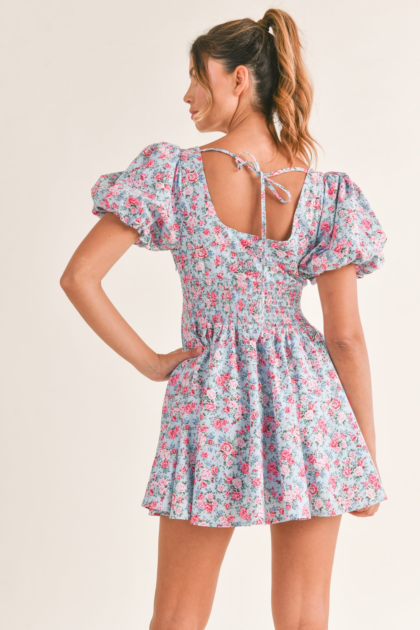 Floral Puff Sleeve Mini Dress