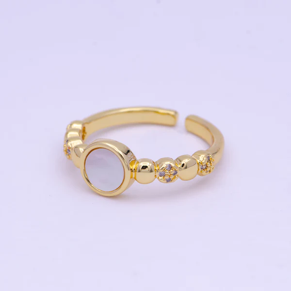 Dainty Gold Shell Pearl Ring