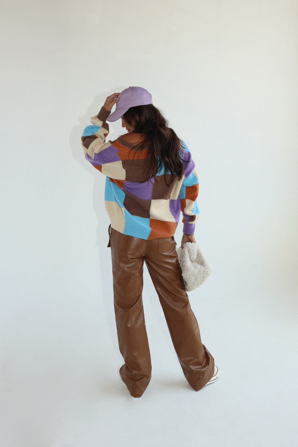 Color Block V Neck Sweater