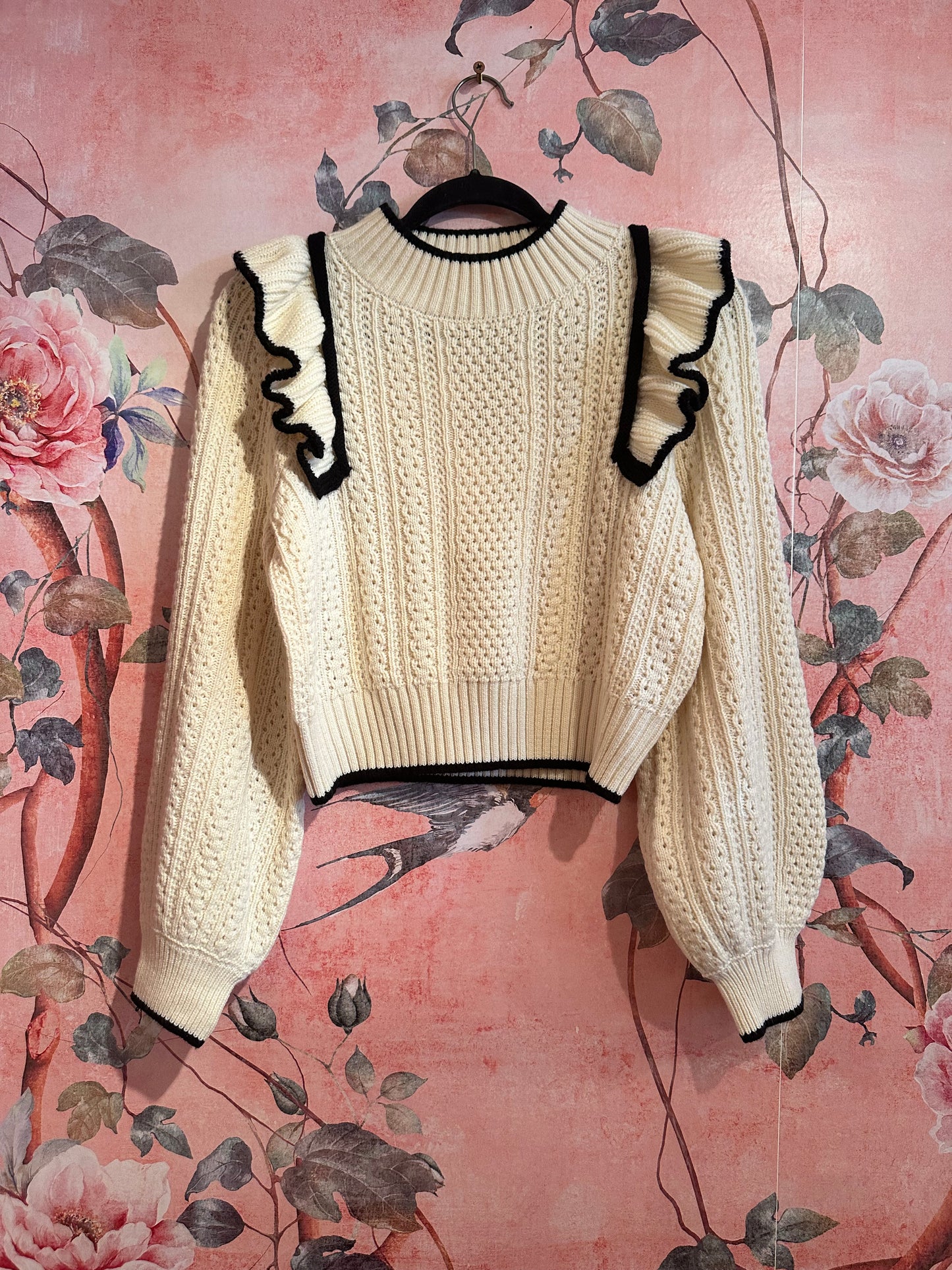 Ruffle Shoulder Elegant Sweater