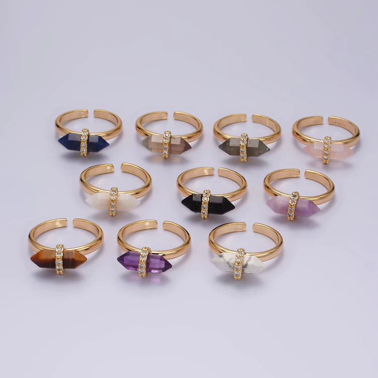 Natural Gemstone Pointed Wand Ring