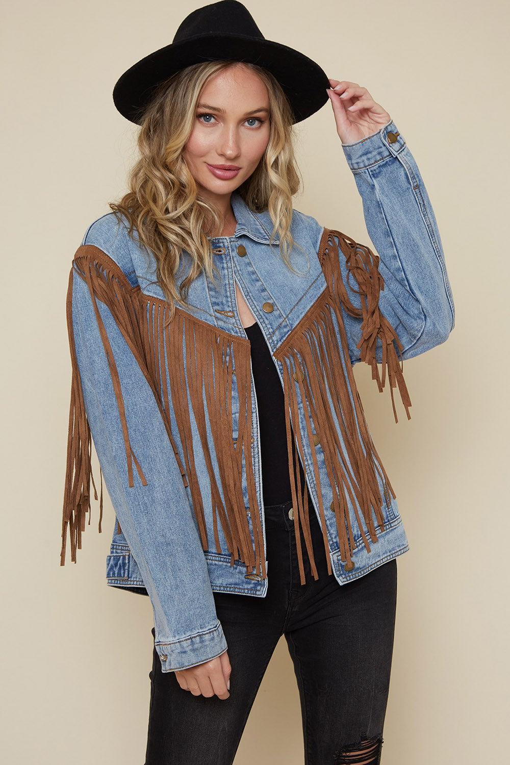 Denim Jacket with Fringe