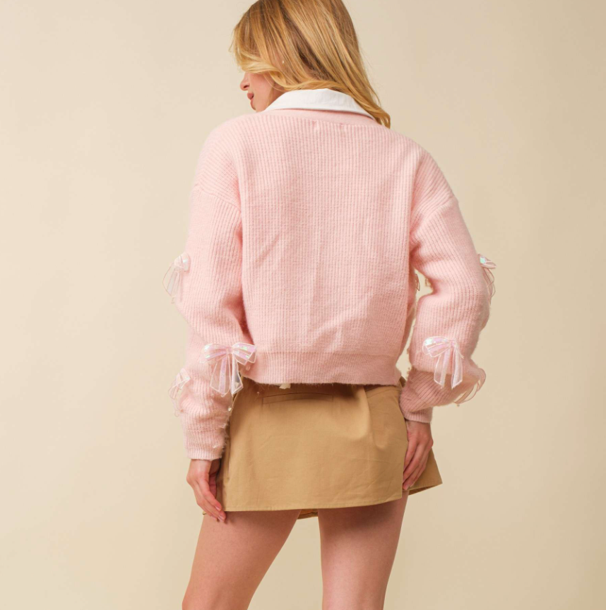 Bow Patch Cute Sweater Cardigan