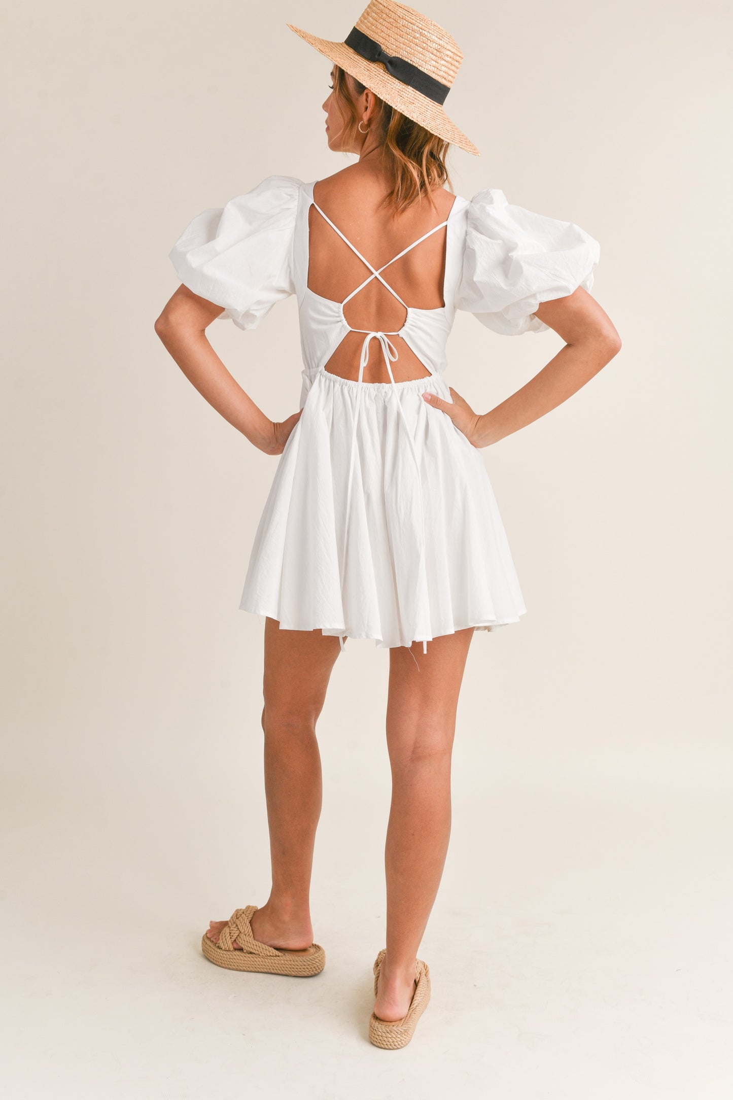 White Big Shoulder Dress