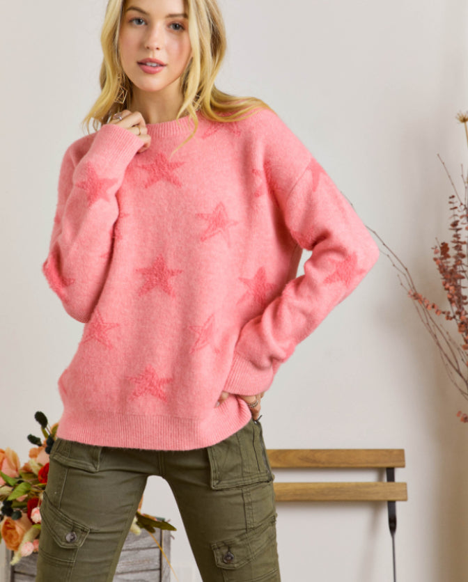 Dark Pink Star Sweater