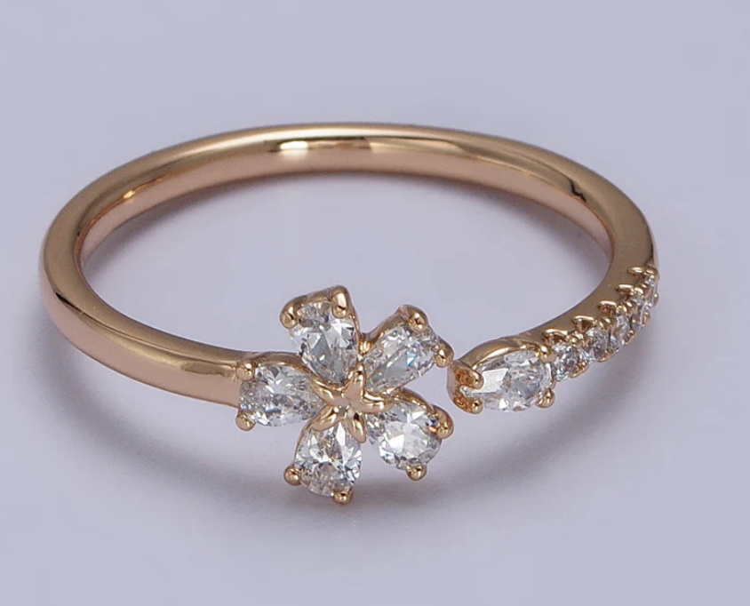 Flower Tear Drop Gold Pink