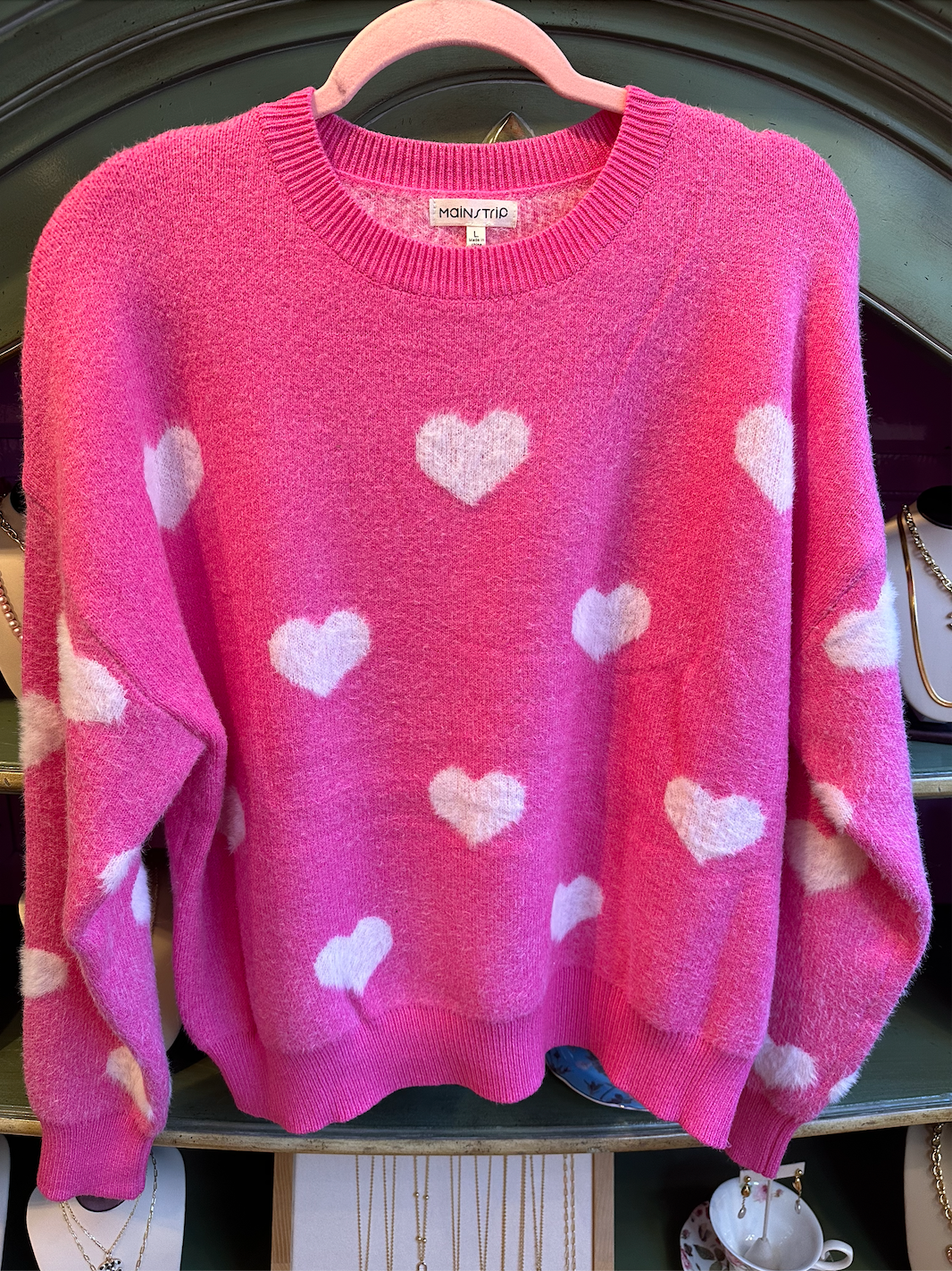 Hot Pink Heart Sweater