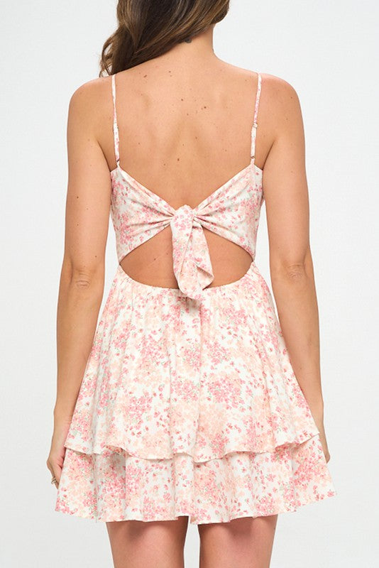 Floral Tie Mini Dress