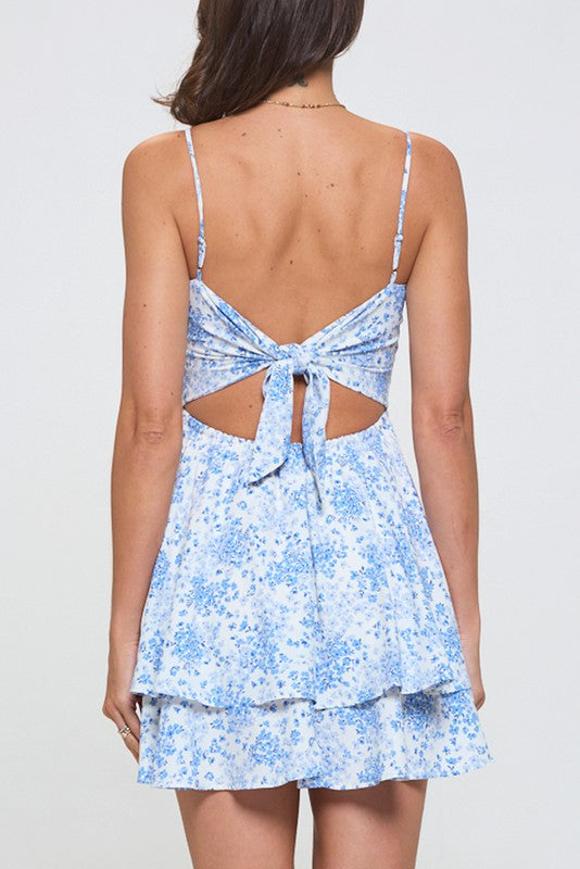 Floral Tie Mini Dress