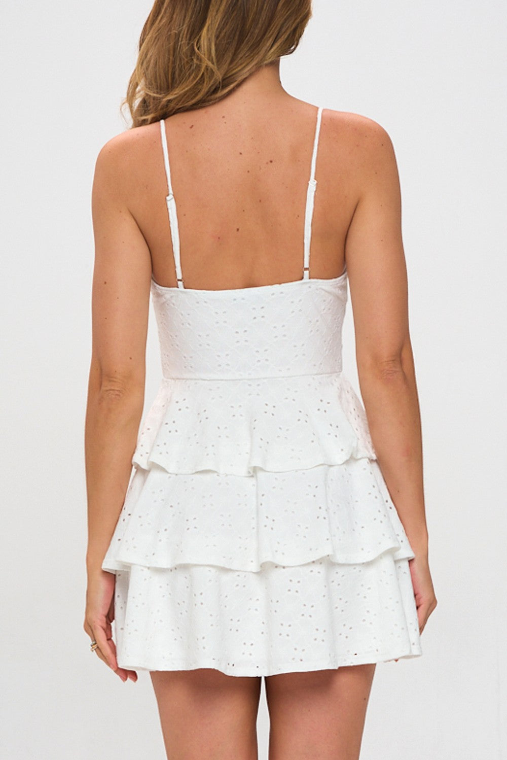 Eyelet Keyhole Mini Dress