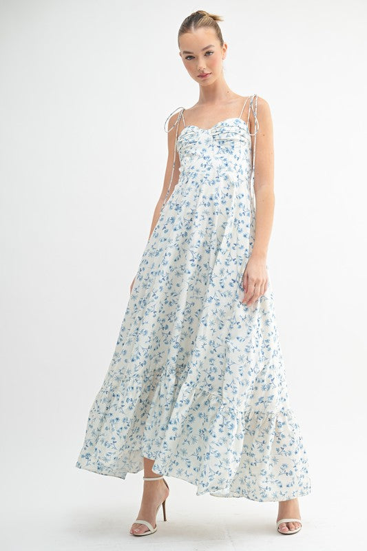 Floral Tie-Strap Maxi Dress