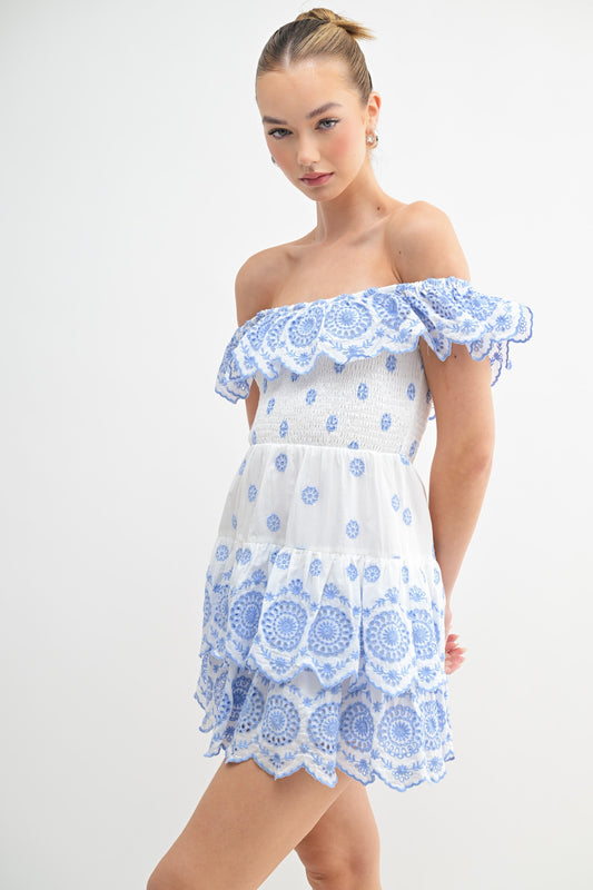 Embroidered Off-Shoulder Mini Dress