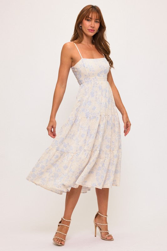Floral Eyelet Midi Dress